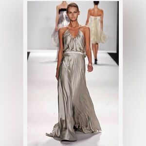 Carmen Marc Valvo Elegant Champagne Silk Dress